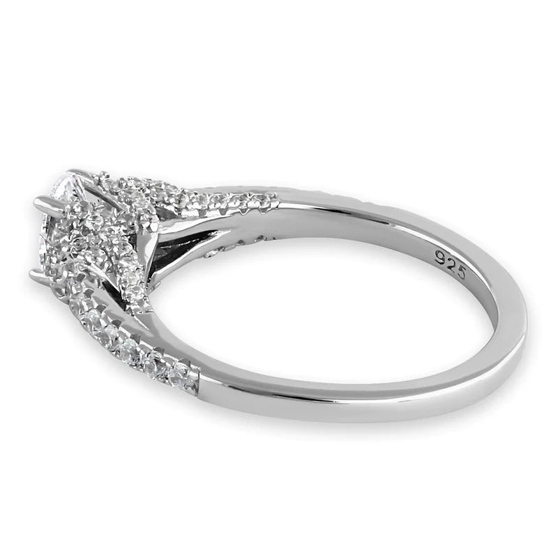 JB:srz440 Sterling Silver Victorian Oval and Round Cut Clear CZ Engagement Ring
