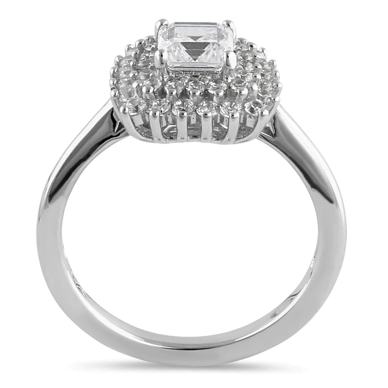 JB:SRZ6444 All products Sterling Silver Halo Cluster Square a...