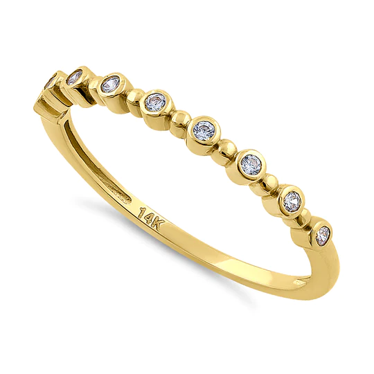 JB:ORZ080 Solid 14K Yellow Gold Single Row Round 0.11 ct. Diamond Ring