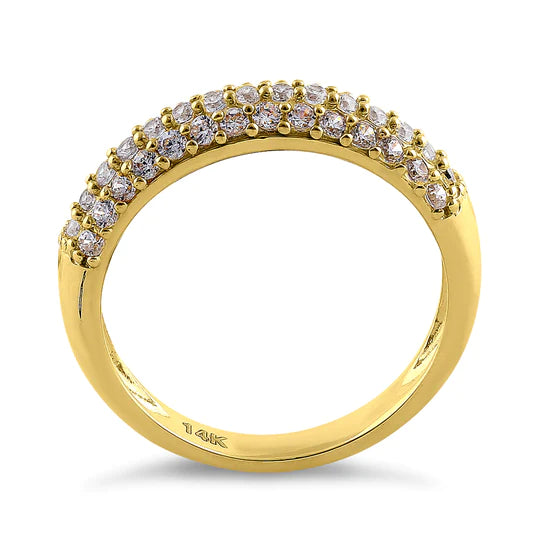 JB:ORZ154 Solid 14K Yellow Gold Pave Round CZ Cluster CZ Ring