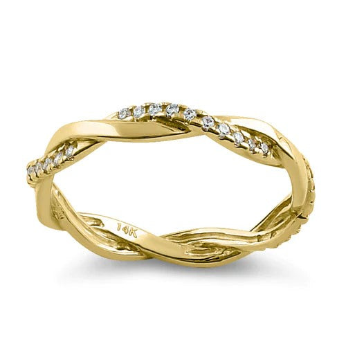 JB:ORZ040 Solid 14K Gold Twisted CZ Ring