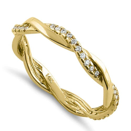 JB:ORZ040 Solid 14K Gold Twisted CZ Ring