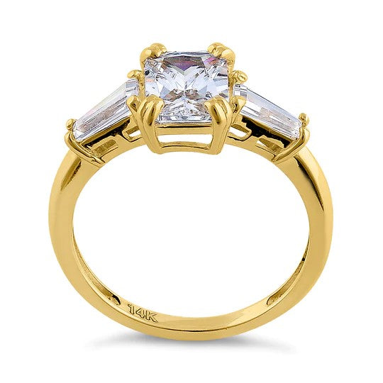 JB:ORZ146Solid 14K Yellow Gold Asscher Cut CZ Engagement Ring