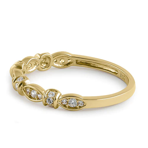 JB:ORD4076 Solid 14K Yellow Gold Half Eternity Round Marquise CZ Ring