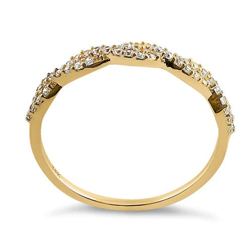 JB:ORZ232Solid 14K Yellow Gold Twist Round Clear CZ Ring