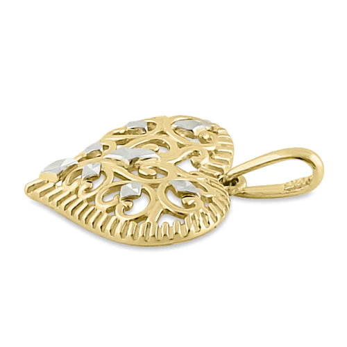 JB:OPP302 Solid 14K Yellow Gold Filigree Heart Pendant