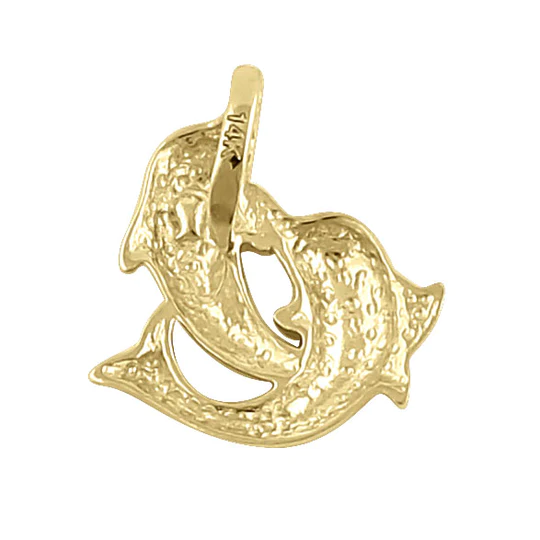 JB:OPP334 Solid 14K Yellow Gold Jumping Dolphins Pendant