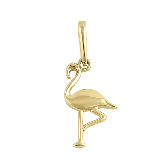 JB:OPP339 Solid 14K Yellow Gold Flamingo Pendant