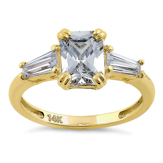 JB:ORZ144 Solid 14K Yellow Gold Radiant Cut CZ Engagement Ring
