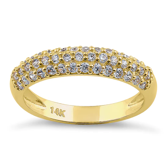 JB:ORZ154 Solid 14K Yellow Gold Pave Round CZ Cluster CZ Ring