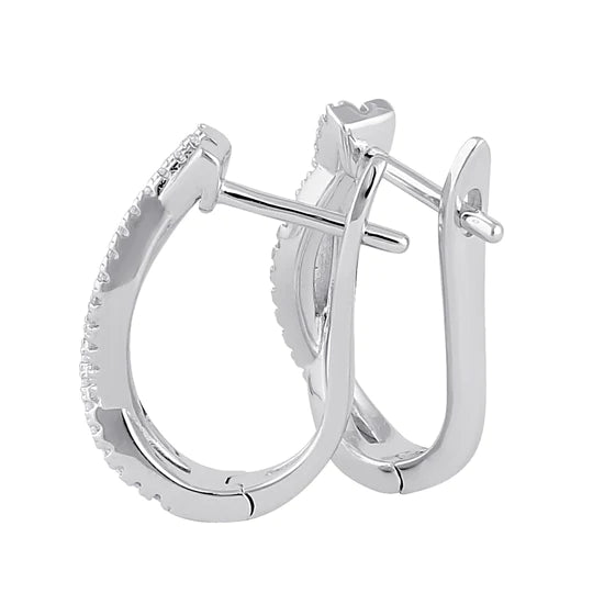 JB:SEZ891 Sterling Silver Clear CZ Twist Hoop Earrings