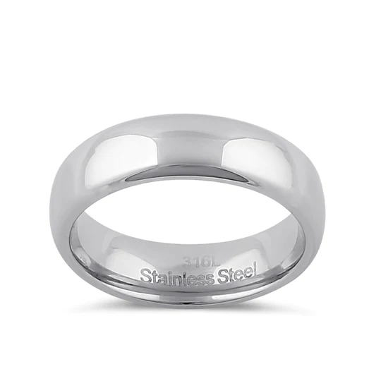 JB:TRP042 Stainless Steel Men's 6mm Polished Wedding Band