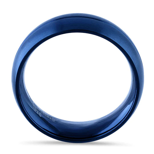 JB:TRP070 Blue Stainless Steel Blue Plated Groove Band Ring