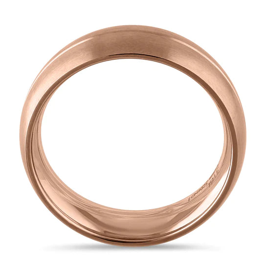 JB:073 Stainless Steel Rose Gold Plated Groove Band Ring