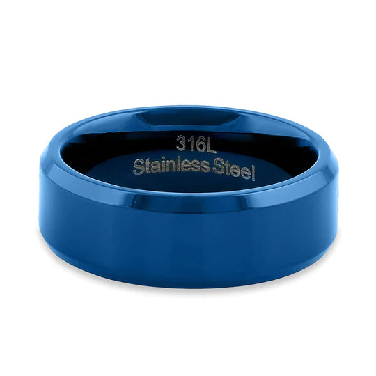 JB:TRP090 Stainless Steel 7mm Blue High Polish Band Ring