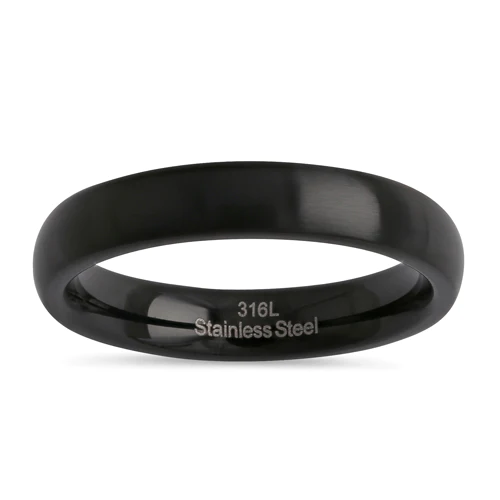 JB:TRK095 Stainless Steel 4mm Black Brushed Wedding Band Ring