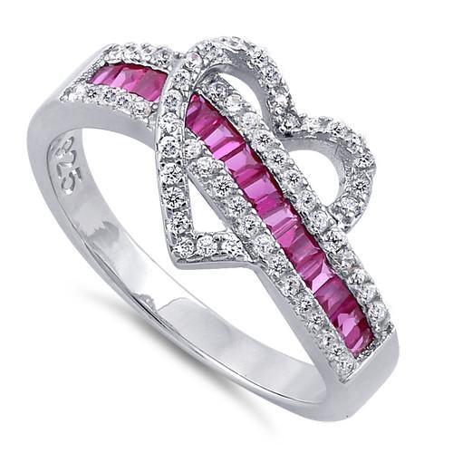 JB:SRZ5054 Sterling Silver Exotic Heart Ruby CZ Ring