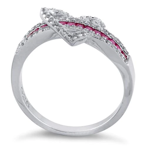 JB:SRZ5054 Sterling Silver Exotic Heart Ruby CZ Ring