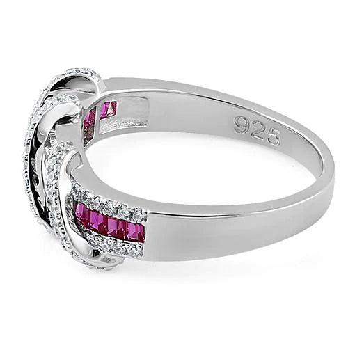 JB:SRZ5874 Sterling Silver Exotic Heart Ruby CZ Ring