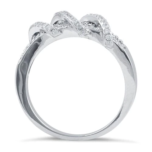 JB:SRZ4810 Sterling Silver Exotic Twisted Sapphire CZ Ring