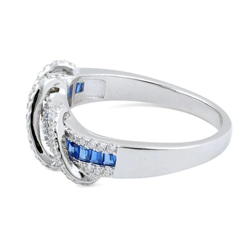 JB:SRZ4810 Sterling Silver Exotic Twisted Sapphire CZ Ring