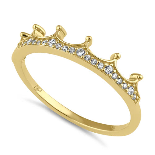 JB:ORZ242 Solid 14K Gold Dainty Crown CZ Ring