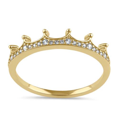 JB:ORZ242 Solid 14K Gold Dainty Crown CZ Ring