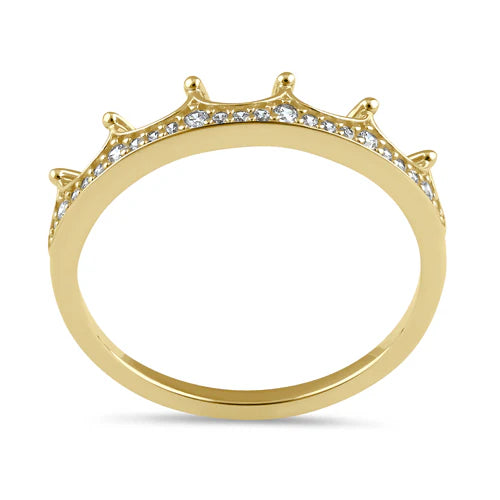JB:ORZ242 Solid 14K Gold Dainty Crown CZ Ring