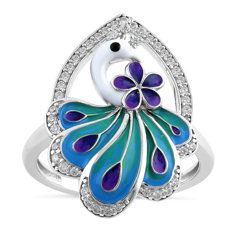 JB:SRZ6368 Sterling Silver Hand-Painted Multi-Co
