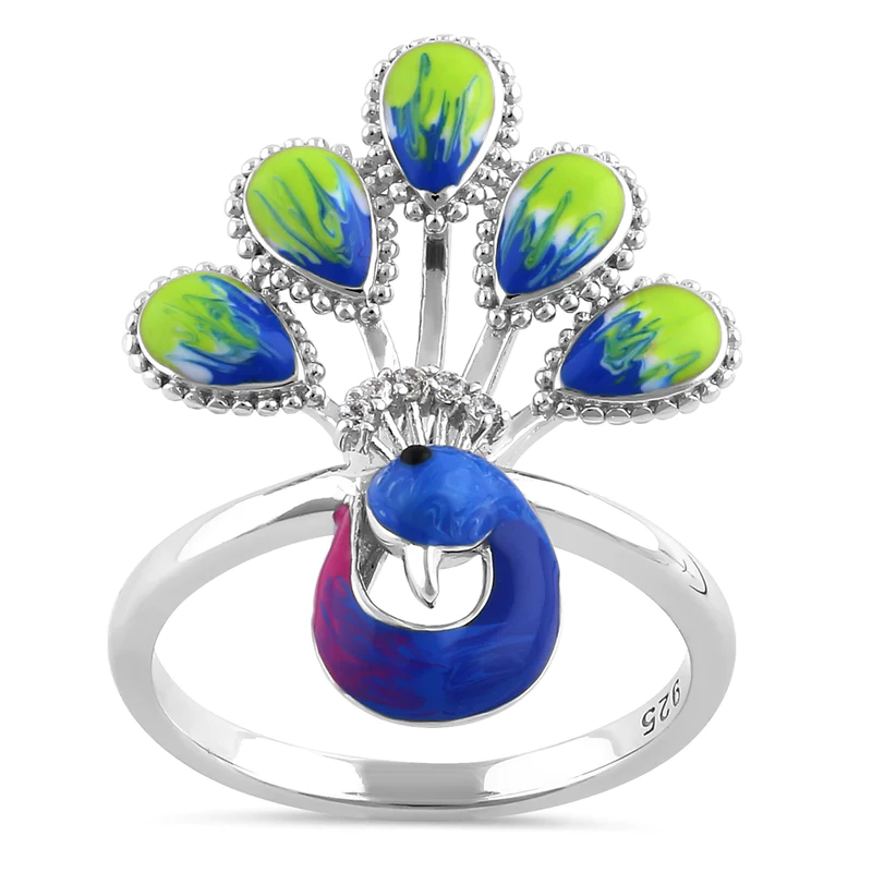 JB:SRZ6369 Sterling Silver Hand-Painted Royal Pe...