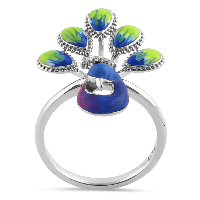 JB:SRZ6369 Sterling Silver Hand-Painted Royal Pe...
