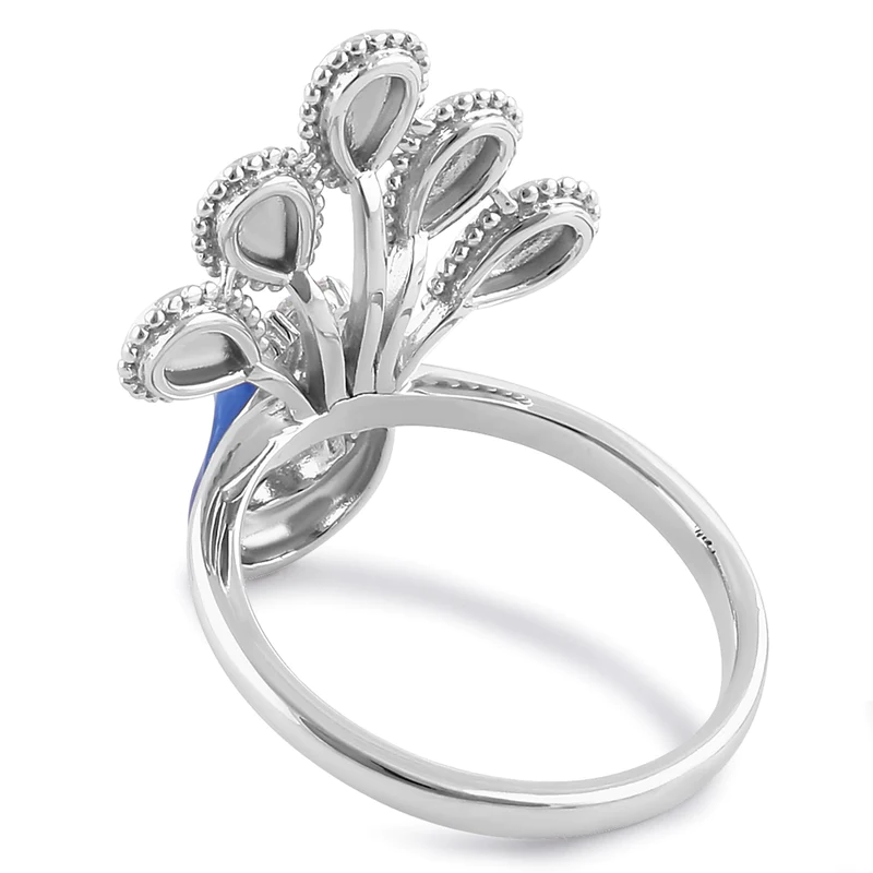 JB:SRZ6369 Sterling Silver Hand-Painted Royal Pe...