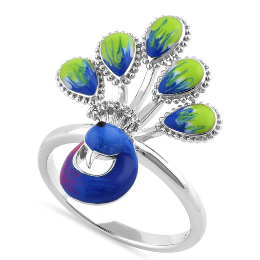 JB:SRZ6369 Sterling Silver Hand-Painted Royal Pe...