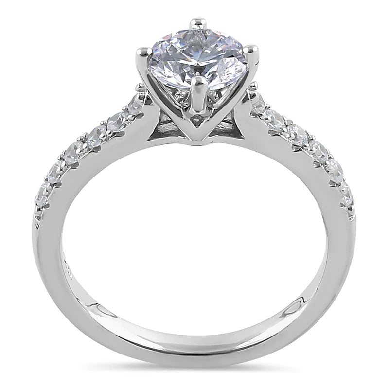 JB:SRZ6385 Sterling Silver Simple Classy Round Cut Clear CZ Engagement Ring