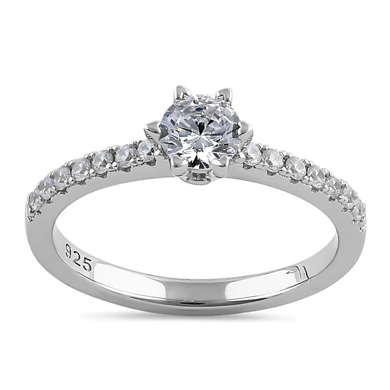 JB:SRZ6386 Sterling Silver Cali Chic Round Cut Clear CZ Engagement Ring