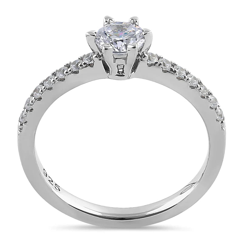 JB:SRZ6386 Sterling Silver Cali Chic Round Cut Clear CZ Engagement Ring