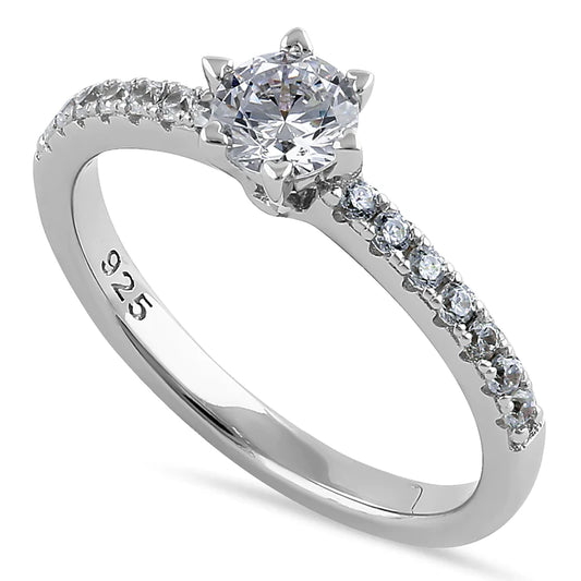 JB:SRZ6386 Sterling Silver Cali Chic Round Cut Clear CZ Engagement Ring