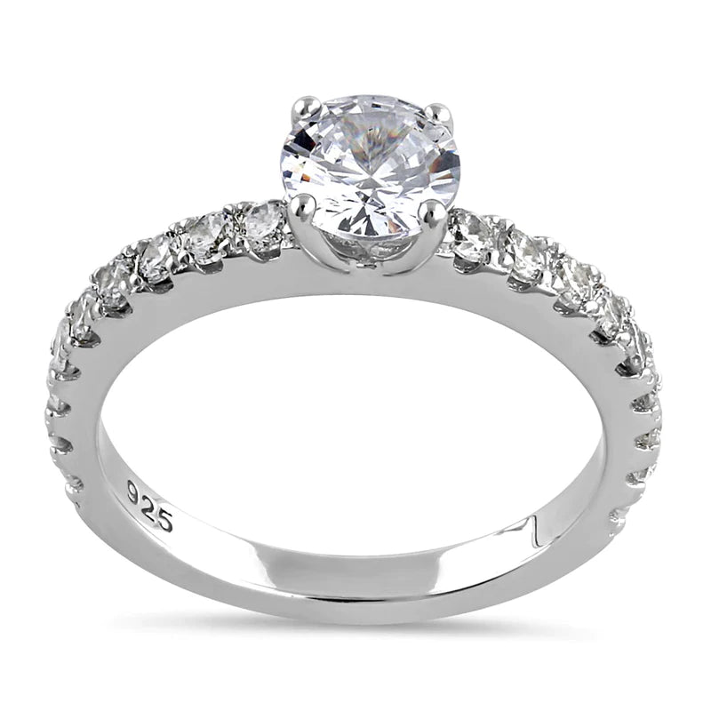 JB:SRZ6432 Sterling Silver Cali Chic 6.0mm Round Cut Clear CZ Engagement Ring