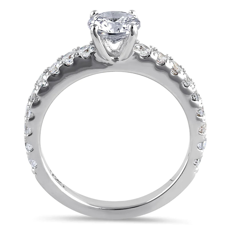 JB:SRZ6432 Sterling Silver Cali Chic 6.0mm Round Cut Clear CZ Engagement Ring