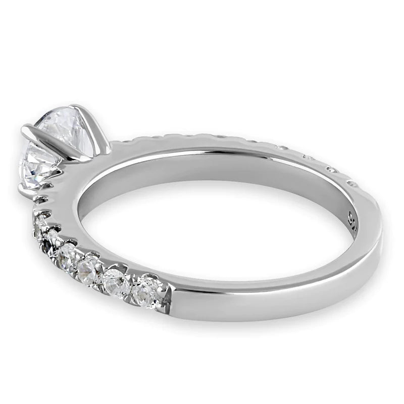 JB:SRZ6432 Sterling Silver Cali Chic 6.0mm Round Cut Clear CZ Engagement Ring