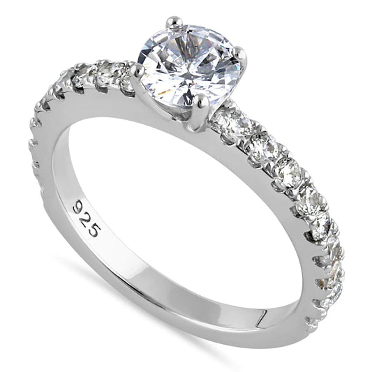 JB:SRZ6432 Sterling Silver Cali Chic 6.0mm Round Cut Clear CZ Engagement Ring