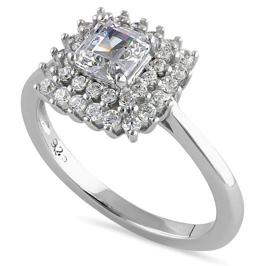 JB:SRZ6444 All products Sterling Silver Halo Cluster Square a...
