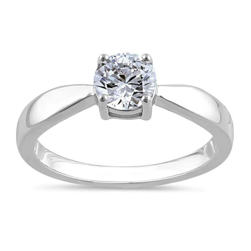 JB:SRZ6518 Sterling Silver 6mm Round Clear CZ Ring
