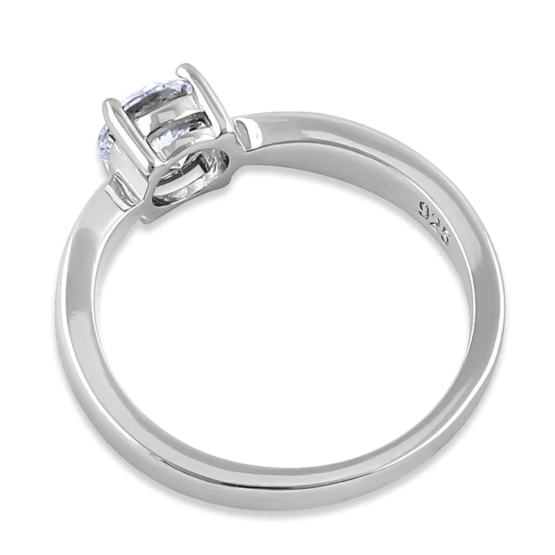 JB:SRZ6518 Sterling Silver 6mm Round Clear CZ Ring