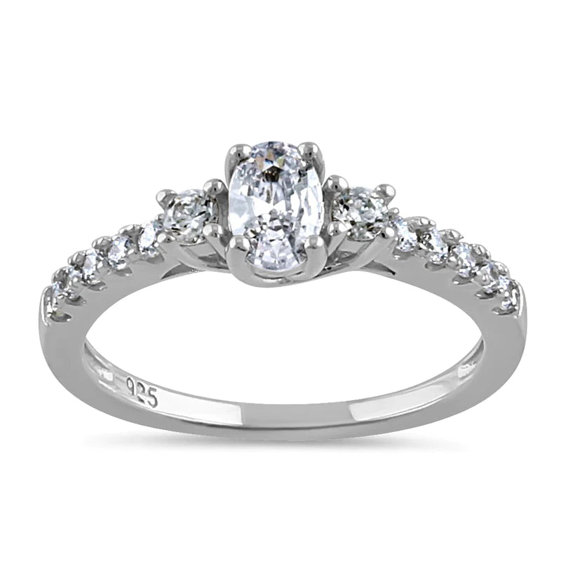 JB:SRZ6527 Sterling Silver Enchanted Oval Clear CZ Ring