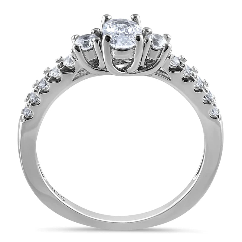 JB:SRZ6527 Sterling Silver Enchanted Oval Clear CZ Ring