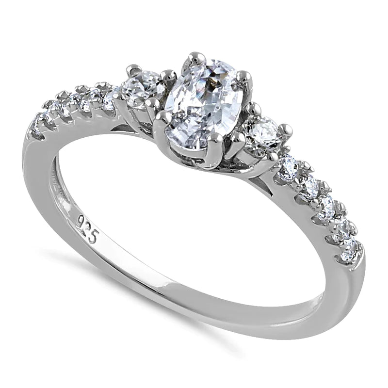 JB:SRZ6527 Sterling Silver Enchanted Oval Clear CZ Ring