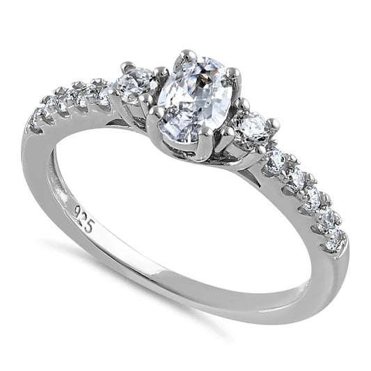 JB:SRZ6527 Sterling Silver Enchanted Oval Clear CZ Ring