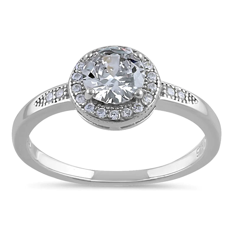 JB:SRZ6532    All products     Sterling Silver Elegant Round Halo Cl...
