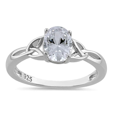JB:SRZ6543 Sterling Silver Charmed Oval Clear CZ...
